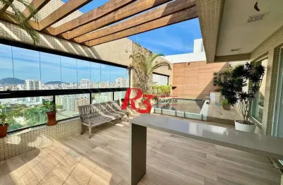 Cobertura com 4 dormitórios à venda, 478 m² por r$ 5.350.000,00 - vila rica - santos/sp