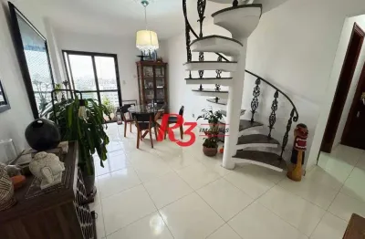 Cobertura com 3 dormitórios à venda, 198 m² por r$ 1.400.000,00 - ponta da praia - santos/sp