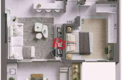 Apartamento com 1 dormitório à venda, 58 m² por r$ 720.000,00 - ponta da praia - santos/sp