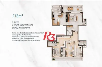 Apartamento com 3 dormitórios à venda, 218 m² por r$ 5.900.000,00 - ponta da praia - santos/sp