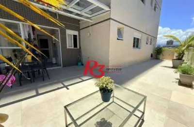 Apartamento garden com 2 dormitórios à venda, 166 m² por r$ 2.100.000,00 - embaré - santos/sp