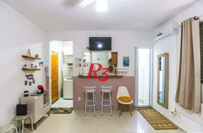 Kitnet com 1 dormitório à venda, 33 m² por r$ 300.000,00 - josé menino - santos/sp
