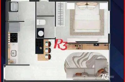 Apartamento com 1 dormitório à venda, 38 m² por r$ 352.000,00 - aparecida - santos/sp