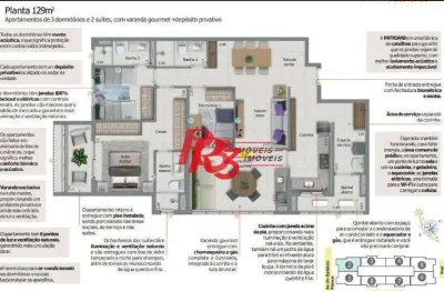 Apartamento com 3 dormitórios à venda, 129 m² por R$ 2.500.000,00 - Embaré - Santos/SP