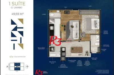 Apartamento com 1 dormitório à venda, 49 m² por r$ 636.000,00 - marapé - santos/sp