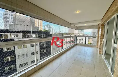 Apartamento com 2 dormitórios para alugar, 109 m² por R$ 7.500,00/mês - Gonzaga - Santos/SP