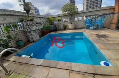 Cobertura com 3 dormitórios à venda, 300 m² por r$ 1.500.000,00 - pompéia - santos/sp