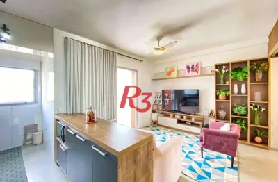Porteira fechada , apartamento com 1 dormitório à venda, 46 m² por r$ 795.000 - boqueirão - santos/sp