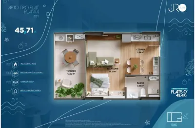 Flat com serviço em frente ao mar em praia grande junto ao pão de açúcar