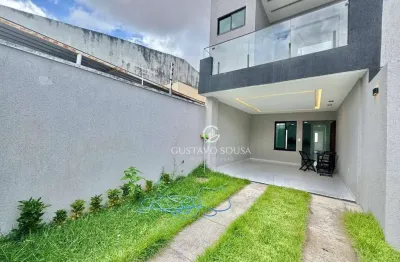 Vendo lindíssima casa. nova duplex na maraponga com 4 quartos, sendo 3 suítes, varanda, 2 vagas de garagem, quintal.  por 550.000.