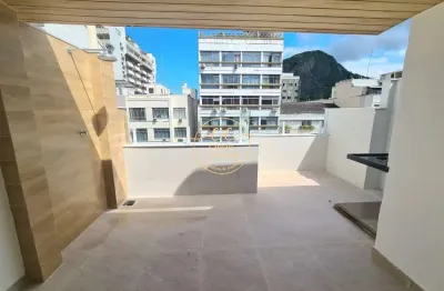 Copacabana/ cobertura linear à venda 1 suíte, 78 m², varanda gourmet com bancada, chuveirão, vista cristo