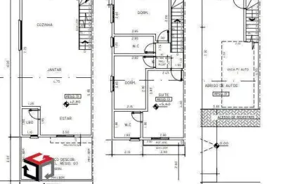 Sobrado à venda 3 quartos 1 suíte 2 vagas campestre - santo andré - sp