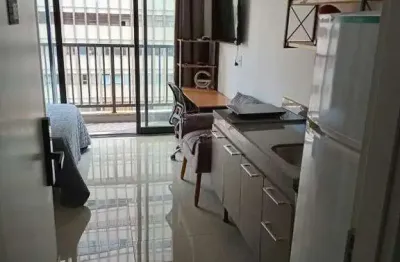 Studio Mobiliado com 1 dormitorio, banheiro, terraço e cozinha 22 m2 na Vila Buarque
