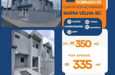 Sobrado 3  com 2 suítes na quinta dos açorianos  em barra velha sc