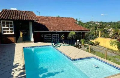Charmosa casa em rua sem saída, com 3 dormitórios, sendo uma suíte, piscina, churrasqueira e campo de futebol, mata paca - niterói/rj