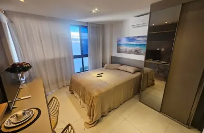 Flat pronto para morar, totalmente mobiliado, com ambientes modernos e funcionais no jardim oceania