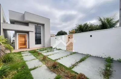 Casa linear moderna com 3 quartos e área gourmet completa com pé direito alto?em itaipuaçu