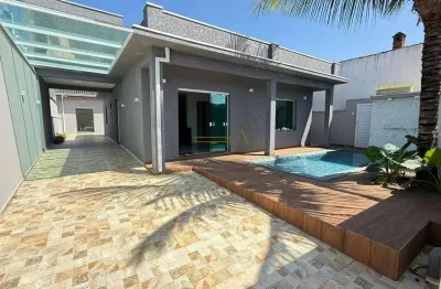 Casa térrea 200m da praia 3 dormitórios + edícula piscina e churrasqueira