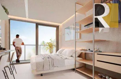 Flat mobiliado com 1 dormitório à venda, 22 m² a partir de r$ 410.000 - cabo branco - joão pessoa/pb