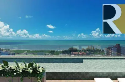 Apartamento vista mar com 2 dormitórios à venda, 56 m² por r$ 450.000 - bessa - joão pessoa/pb