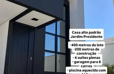 Oportunidade! casa alto padrão com 4 suites plenas, 4 vagas de garagem, lote  400m² jd. presidente