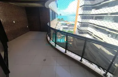 Apartamento com vista mar com 3 suítes, 194m², hidromassagem, 4 vagas com ótima varanda na praia de jatiuca - maceió alagoas