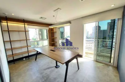 Sala comercial com varanda para alugar, 40 m², ed. solis, av. iraí, 300, 3 salas, copa, 1 wc, 1 vaga, próximo ao shopping ibirapura e estação de metrô