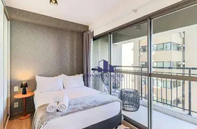 Studio mobiliado à venda, 25 m², mobiliado, moema, cond. vitrali moema, al. irae, 1 dormitório, 1 sala, próximo ao metrô moema
