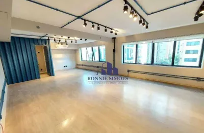 Sala comercial pra alugar ou vender, 90 m², moema, ed. international office, av. macuco, 3 salas, 2 banheiros, copa, 3 vagas, próximo da estação
