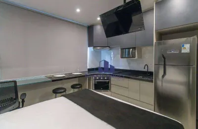 Studio mobiliado para alugar em moema, 26 m², 1 dorm., cozinha, banheiro, ar condicionado, uma quadra do shopping e 600 metros do metrô