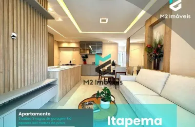 Apartamento com 3 suítes e 3 vagas à venda, 128 m² - meia praia - itapema/sc