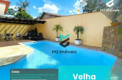 Belíssima casa com  piscina, 3 dormitórios à venda, 294 m² - velha - blumenau/sc
