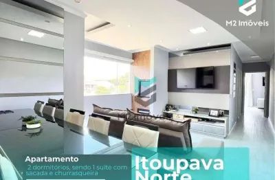 Apartamento dos sonhos: 70,32m², 2 dormitórios, suíte com sacada, churrasqueira e vista privilegiada em condomínio tranquilo na itoupava norte!