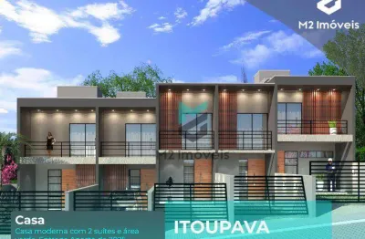 Casa em construção no bairro itoupava norte  2 suítes, lavabo e área verde nos fundos