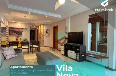Apartamento mobiliado  com 3 suítes à venda, 135 m² - vila nova - blumenau/sc