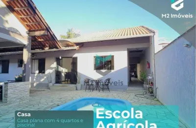 Casa plana 4 quartos semimobiliada com piscina no bairro escola agrícola