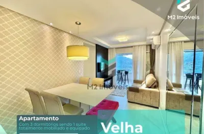 Apartamento de 3 quartos mobiliado e equipado no residencial riviera no bairro velha em blumenau