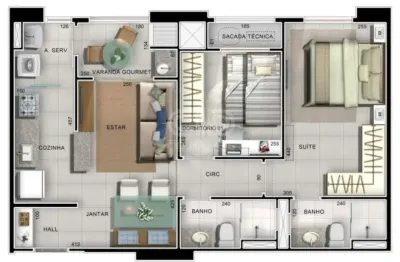 Apartamento com dois quartos no edifício villagio calábria