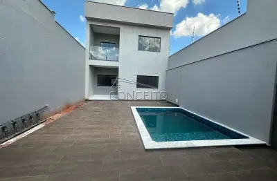 Sobrado à venda no residencial nova água branca ii com 156,70 m² | 3 dormitórios, sendo 1 suíte, piscina e 2 vagas de garagem