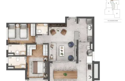 Apartamento com 2 quartos à venda na rua joaquim guarani, 271, jardim das acacias, são paulo, 91 m2 por r$ 1.700.000
