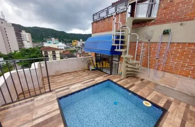 Cobertura duplex (lado praia), 3 dorms., lazer, 1 vaga, enseada