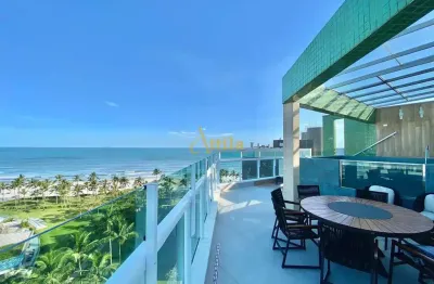 Cobertura pé na areia com vista panorâmica para o mar, 4 suítes