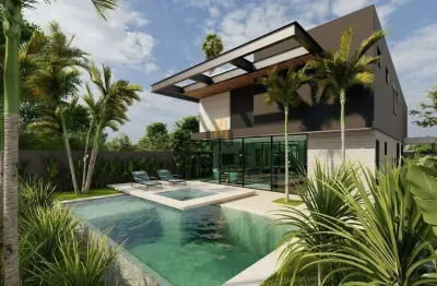 Casa de alto padrão com piscina inteligente e 4 suítes com closet