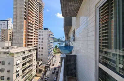 Apartamento mobiliado para locação,  vista mar, sacada - ponta da praia, santos