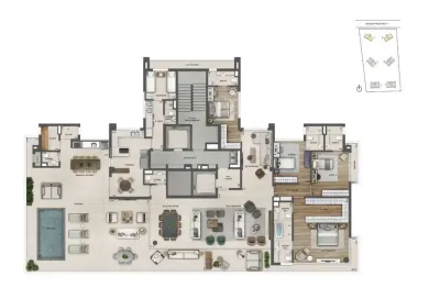 Espetacular: cobertura linear na barra da tijuca, oceana golf, 4 suítes, 386m, vista mar