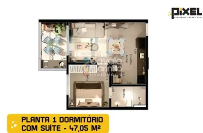 Apartamento á venda com 1 quarto, 47 m² - pixel residence - vila monte alegre.