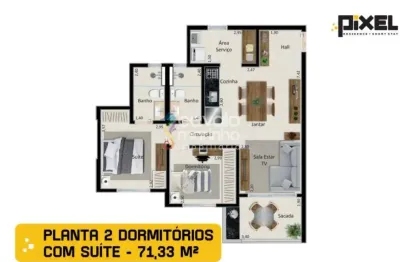 Apartamento á venda com 2 quartos, 71 m² - pixel residence - vila monte alegre.