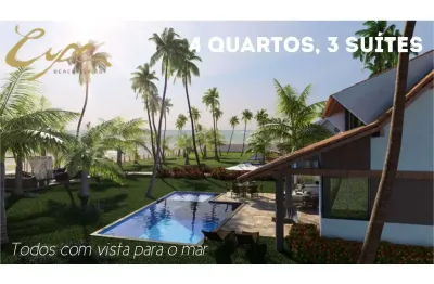 A casa , 217 m²,04qts, 03 suítes, pé na areia do cupe, 02 vagas