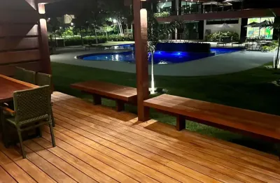 Apt 02 quartos, 84m²,terréo mobiliado pé na areai em carneiros