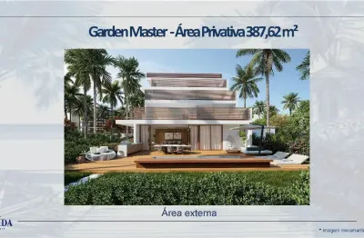 Apartamento, térreo, 04 suítes, garden, piscina privativa, pé na areia